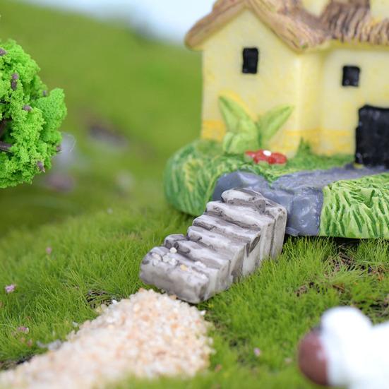 2Pcs Miniature Resin DIY Step Stairs Model House Doll Fairy Garden Accessories
