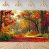 2D Dreamy Autumn Fantasy Forest Path Photography Background