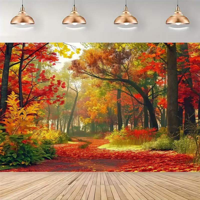 2D Dreamy Autumn Fantasy Forest Path Photography Background