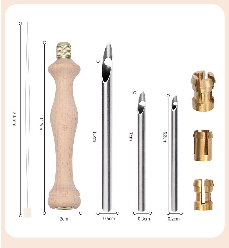 1 Set Wooden Punch Needle Adjustable Knitting Embroidery Pen DIY Craft Punch Threader Cross Stitching Projects Sewing Access
