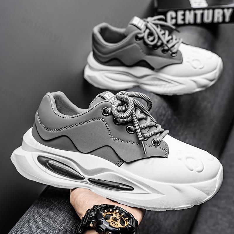 Men Shoes Chunky Sneakers Designer Soft Sole Sport Shoes Fashion Casual Microfiber Leather Height Increased Platform Sneakers