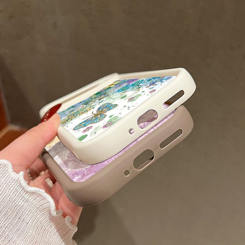 Oil Painting Flower Pattern Soft Phone Case For Google Pixel 9 Pro XL 8 Pro 8A Butterfly Print TPU Matte Shockproof Lens Protection Bumper Cover