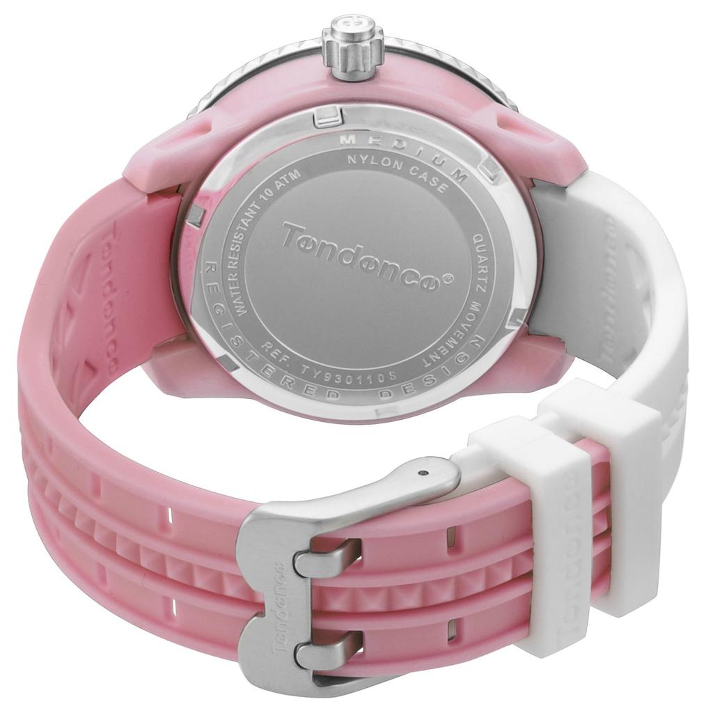 Tendence Watch CRAZY Medium Pink Dial Stainless Steel Mineral Glass Quartz Limited Model 42MM TY930111S White Women's