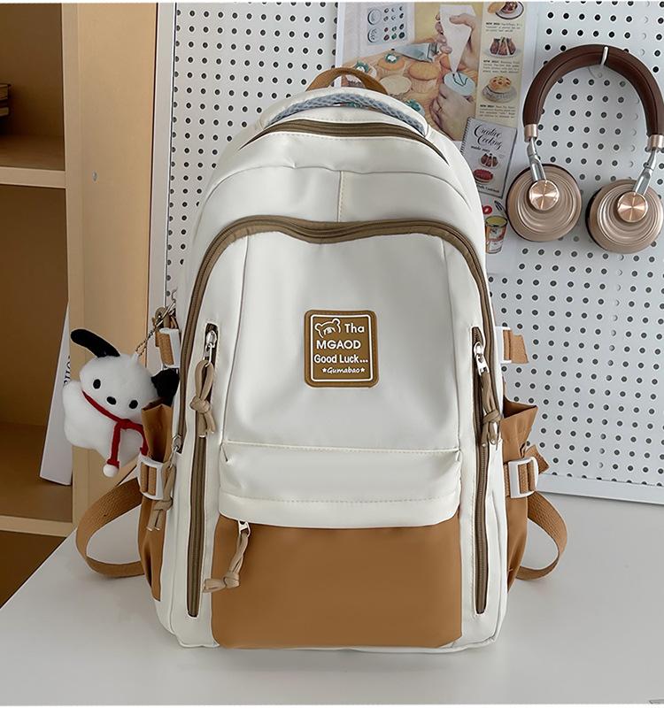Student Schoolbag 2025 New Contrasting Color High-end Backpack Women's Large-capacity Casual Backpack