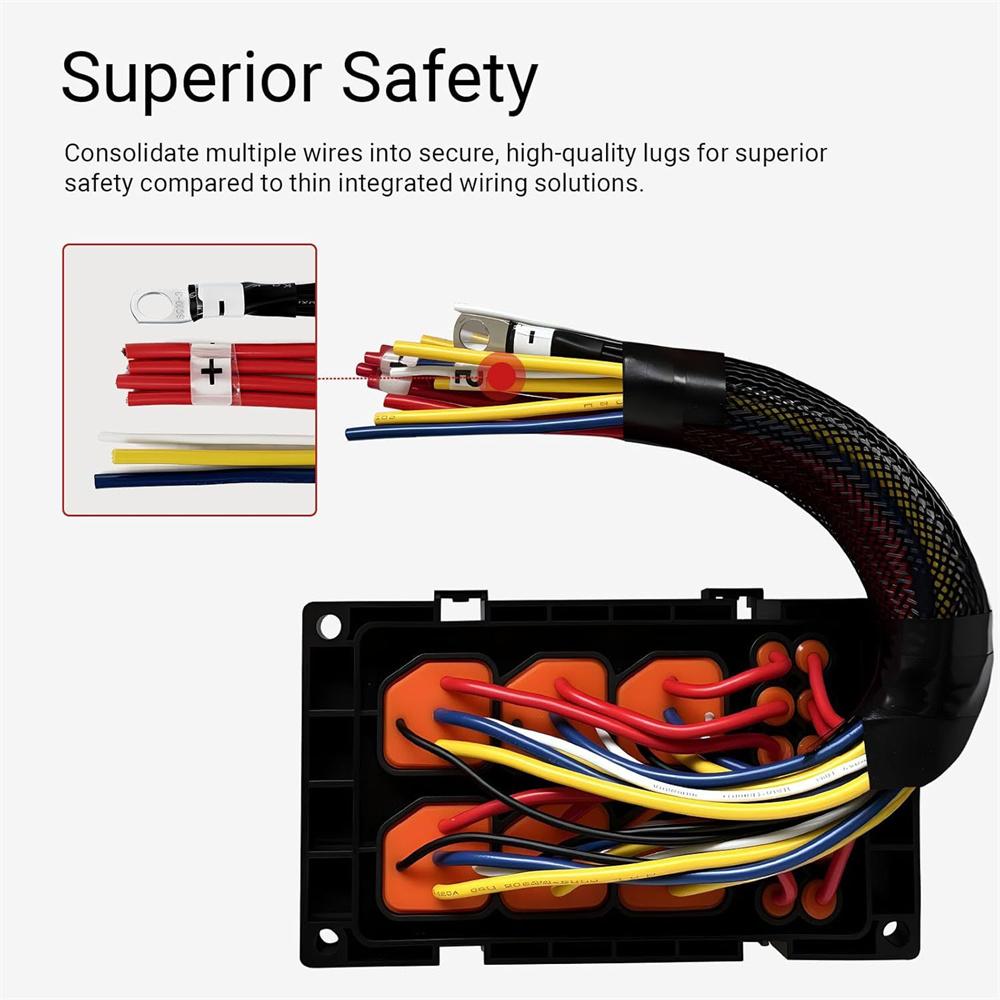 6 Way 12V Waterproof Fuse &  Relay Box W/ Pre-Wires Universal for Cars, Trucks, Boat