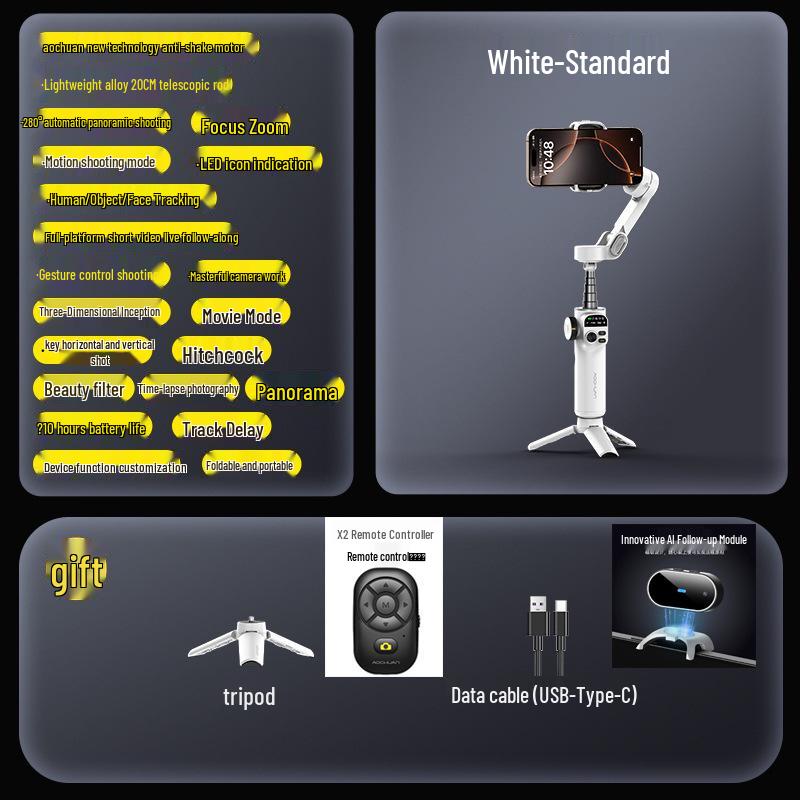 Oikawa Smart X2 Handheld Gimbal: Three-Axis Mobile Stabilizer with AI Tracking for Live Streaming