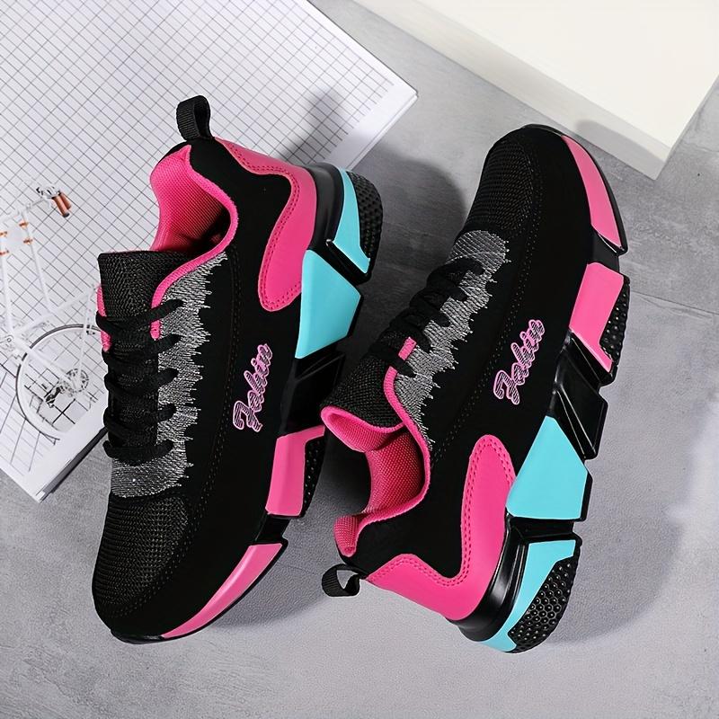Women's Colorblock Sports Shoes, Casual Lace Up Low Top Running Sneakers, All-Match Breathable Walking Trainers