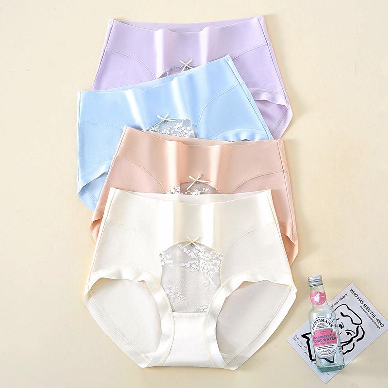 Damen Sommer Neuer Stil Reine Baumwolle Hohlspitze Keine Spuren 10A Antibakteriell Mittlere Taille Dreieck Slip