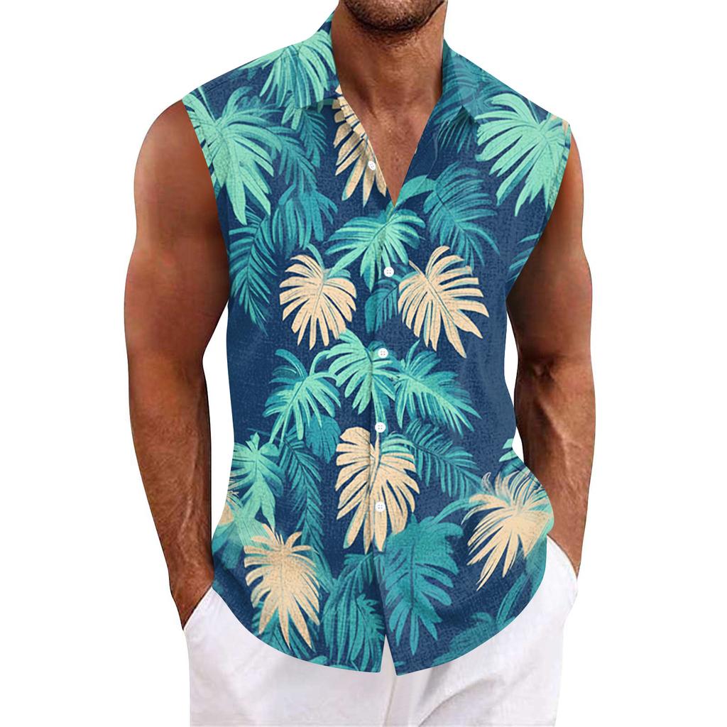 Herrskjorta med Hawaii-mönster och knappar