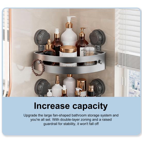 1/3Pcs Bathroom Corner Storage Rack Shampoo Holder Strong Load-bearing Large Capacity Lotion Storage Holder with Suction Cup