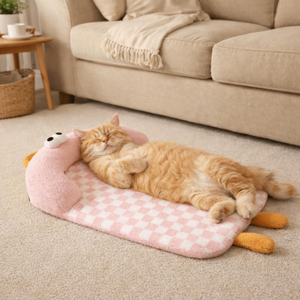 Comfortable Warm Cat Sleeping Mat Pillow Design Non Slip Dog Sofa Bed Removable Checkered Cat Dog Bed Autumn Winter
