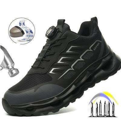 Rotary Buckle Work Sneakers Protective Shoes Puncture-Proof Anti-smash Steel Toe Shoes Men Indestructible Shoes Non Slip Boots