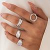 4Pcs Silver Color Geometric Rings Set for Women Men Creative Hollow Elegant Adjustable Rings Party Jewelry Gift Dropshipping