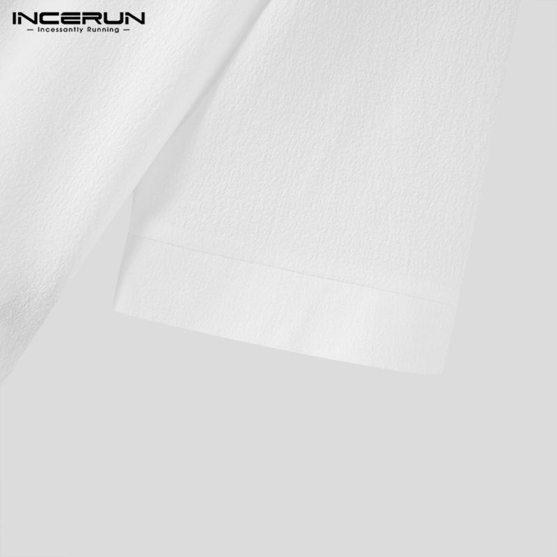 Men 2pcs Tops Incerun Suits And Drawstring Long Pants Loungewear