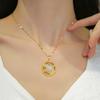 Ring Leopard Head Necklace Earrings Set Light Luxury Slightly Inlaid Personalized Temperament Banquet Earrings Necklace Combination