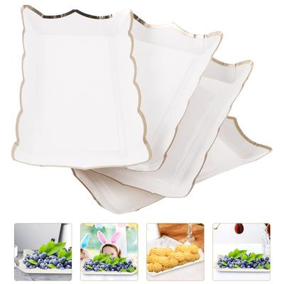 4 Pezzi Vassoi di Carta Piatti Monouso per Torta Dessert Quadrati con Pizzo Vassoi Ciotole per Servizio Festa Biscotti Frutta Piatti Vassoi Decorazione Casa