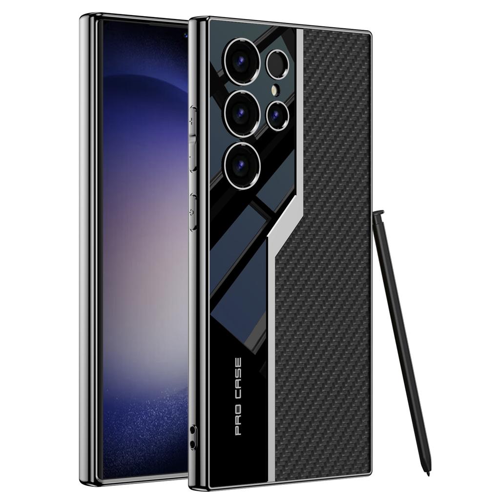 Samsung S24Ultra Electroplated Supercar Phone Case S24plus Ultra Thin Plain Leather Case S23u Protective Case