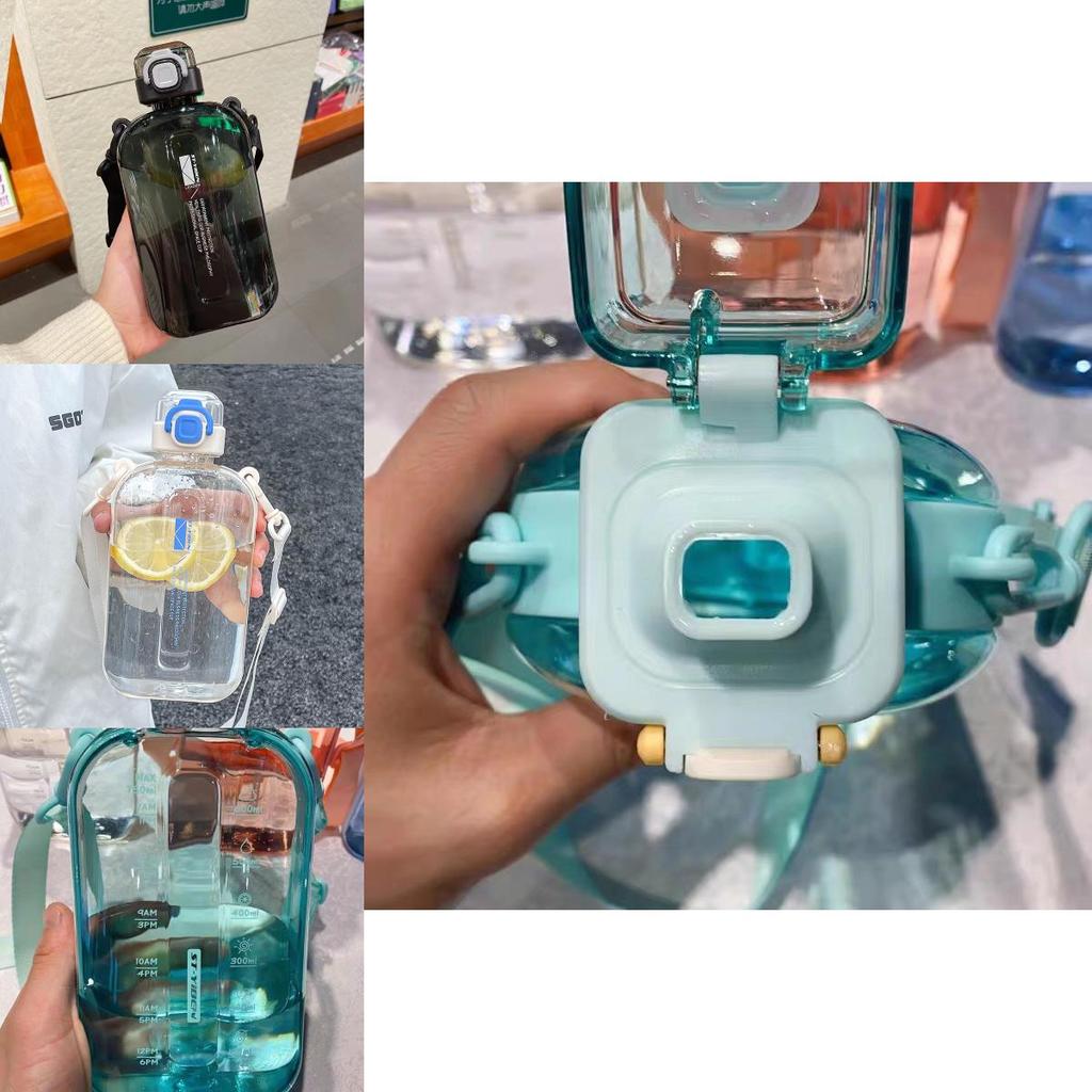 Flacher Typ Raumbecher mit Riemen Outdoor-Sport Wasserflasche für junge Erwachsene