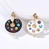 Enamel Rhinestones Art Palette Brooch Alloy Construction Lapel Pin Clothing Jewelry Accessory for Stylish Wear