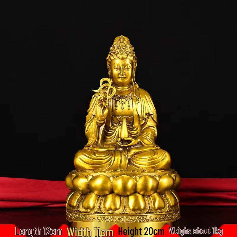 Bronze Guanyin Bodhisattva on Lotus Statue: Ornamental Buddhist Home Decor