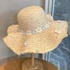 New Summer Lace Beach Hat/Straw Hat For Women Summer Rolled Brim Seaside Hollow Raffia Sun Hat Wide Brim