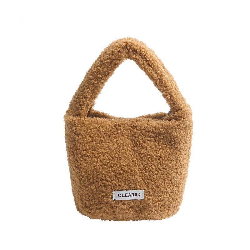 Plush Personality Trend Lamb Fluffy Autumn and Winter New Model Fluffy Crossbody Portable Bucket Bag Woman