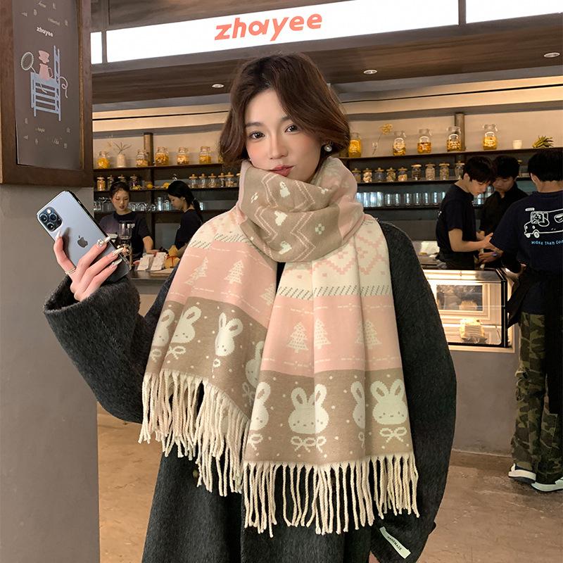 Autumn and Winter New Style Cute and Versatile Scarf for Students Cold Proof Neck Protector  High Value Shawl and Scarf for Women.