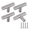 Silver Stainless Steel Furniture Knobs - Set of 4, 8 X 2 Cm, Shiny Rustproof Finish