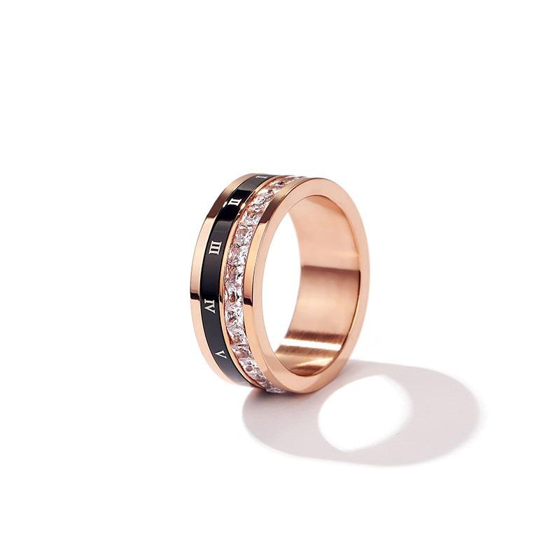 European & American Rotatable Titanium Steel Star Diamond Ring