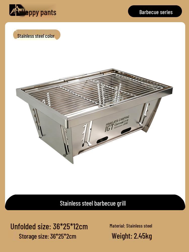 

Himalayan Outdoor Stainless Steel Folding Charcoal BBQ Grill for Camping