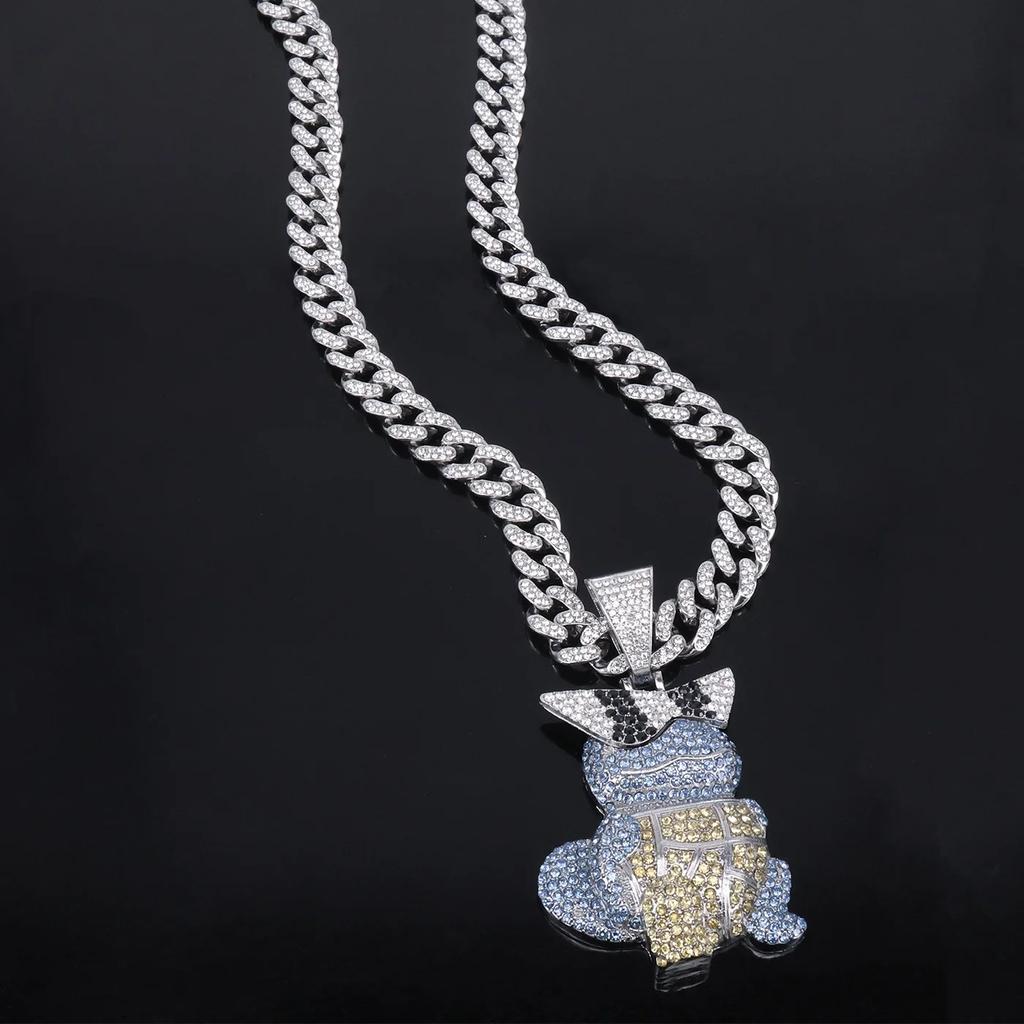 Collana Ciondolo Squirtle Diamante Anime Catena Cubana Moda Uomo e Donna, Regalo di Festa per Bambini