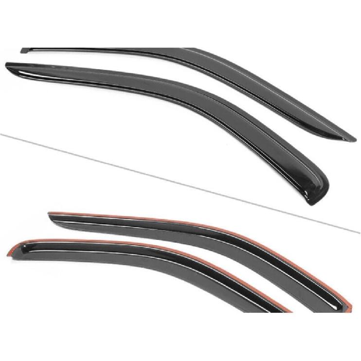 Paar Sonnen-Regenschutz Fensterheber Vorne Links Fahrer Rechts Beifahrer Obere Seite Klebeband an Außenscheibe Schmaler Stil Acryl Rauchgetönt Regular Cab