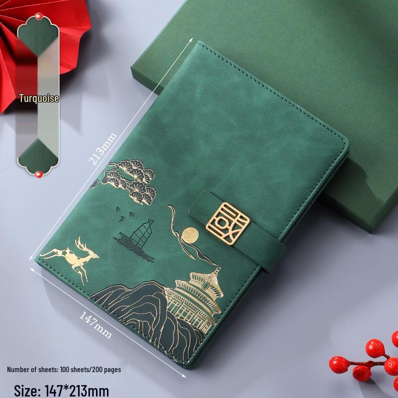 Premium National Trend Notebook & Clasp Diary Gift Set - Customizable Business-Grade Diary with Logo Options бирюзовый