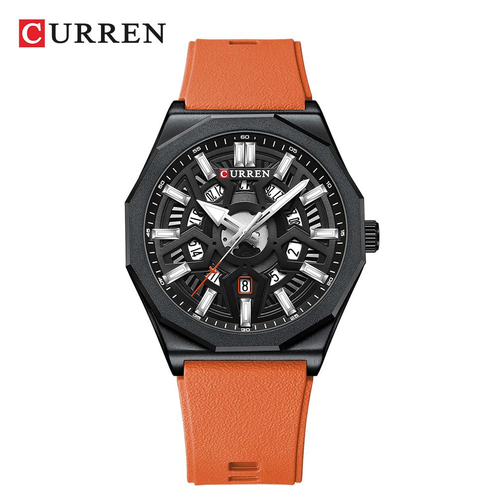 CURREN Mens Watches New Blue Leather Waterproof Luminous Quartz Wrist Watches Luxury Bracelet Men Calendar Watch Relojes Hombre