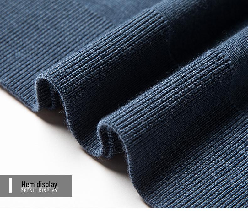 Men's Machine Washable Merino Wool High Neck Sweater, Solid Color, Double Folded Collar, Knitwear for Middle-Aged Dads, Base Layer