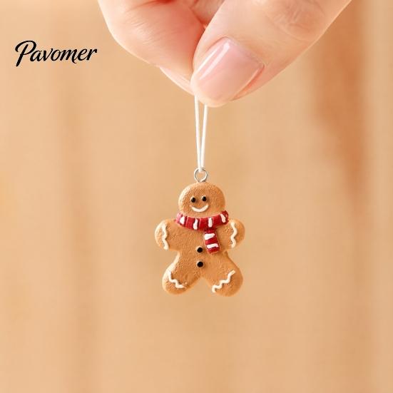 Holiday Hanging Ornaments 4 Pcs Gingerbread Christmas Ornaments, Candy Cane, Tree, Lollipop, Hand Painted Resin Crafts Man Xmas Tree Decoration