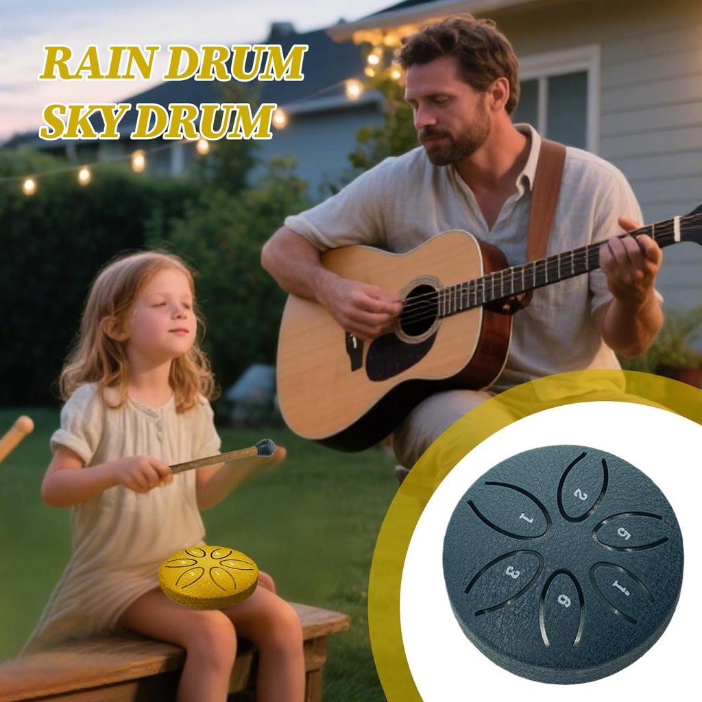 Rain Drum for Outside 3 Inch 6 Notes Steel Tongue Drum for Outdoor Educational Healing Music Instrument for Beginners School