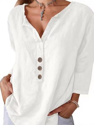 European & American Women's Retro Cotton Lapel Shirt with Sophisticated Button Design