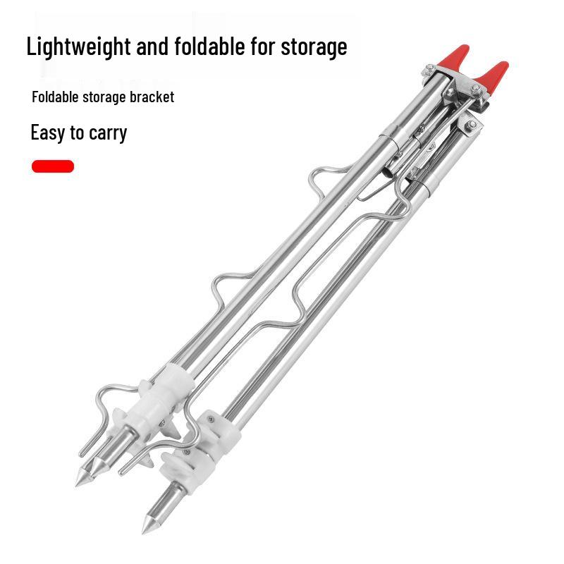 Multifunctional Stainless Steel Rock Fishing Rod Stand with Triangle Bracket for Outdoor Use