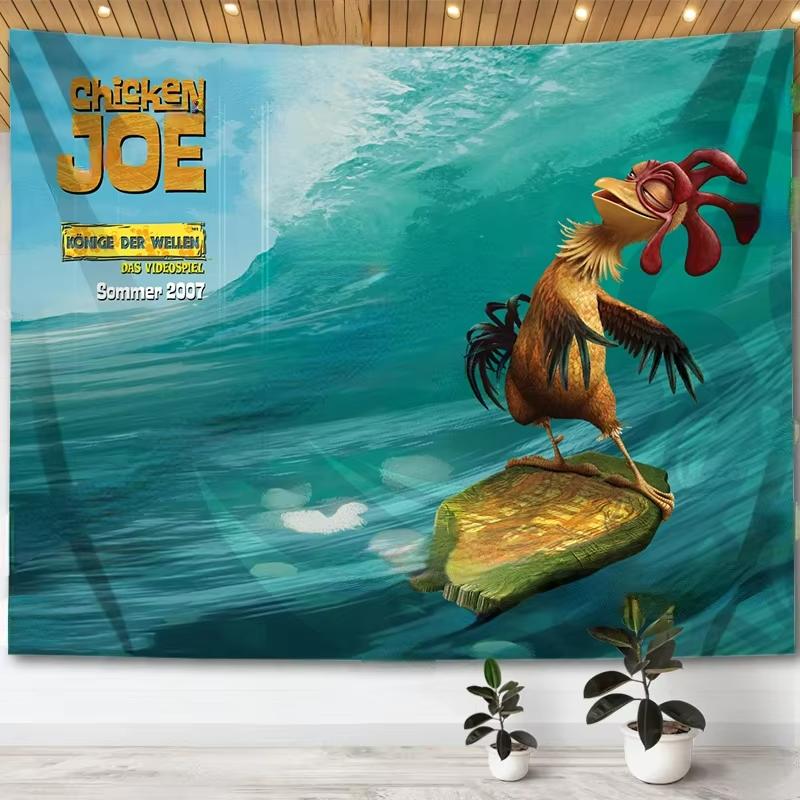 

Тканевое панно Chicken Joe Flag Surfs Up Смешной мем Макраме Эстетичное украшение комнаты Аниме Игровые плакаты Художественные панно для дома 74x94cm(29x37in)