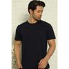 Black Men's Basic Slim Fit Crew Neck Short Sleeve Pajama Top