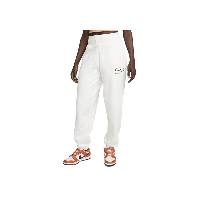 Nike Phoenix Fleece Colorblock Logo Print Jogger Knit Pants Women Bottoms White FN7716-133