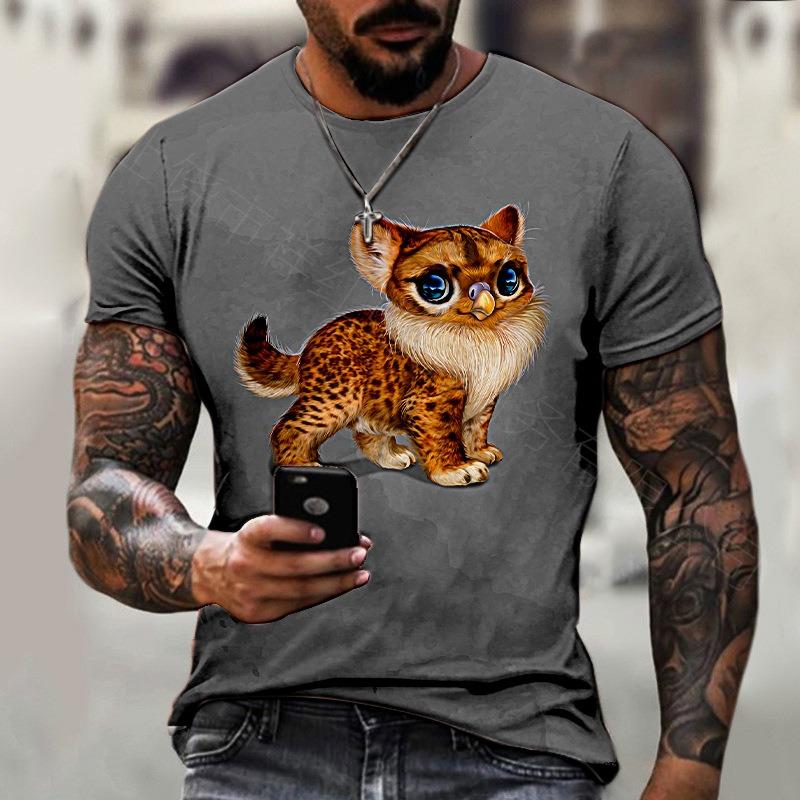 Funny Men's T Shirt Animal Graphic 3D Print Pullover Summer Casual Short Sleeve Tee Fashion Outdoor T-Shirt Male Oversized Clothing