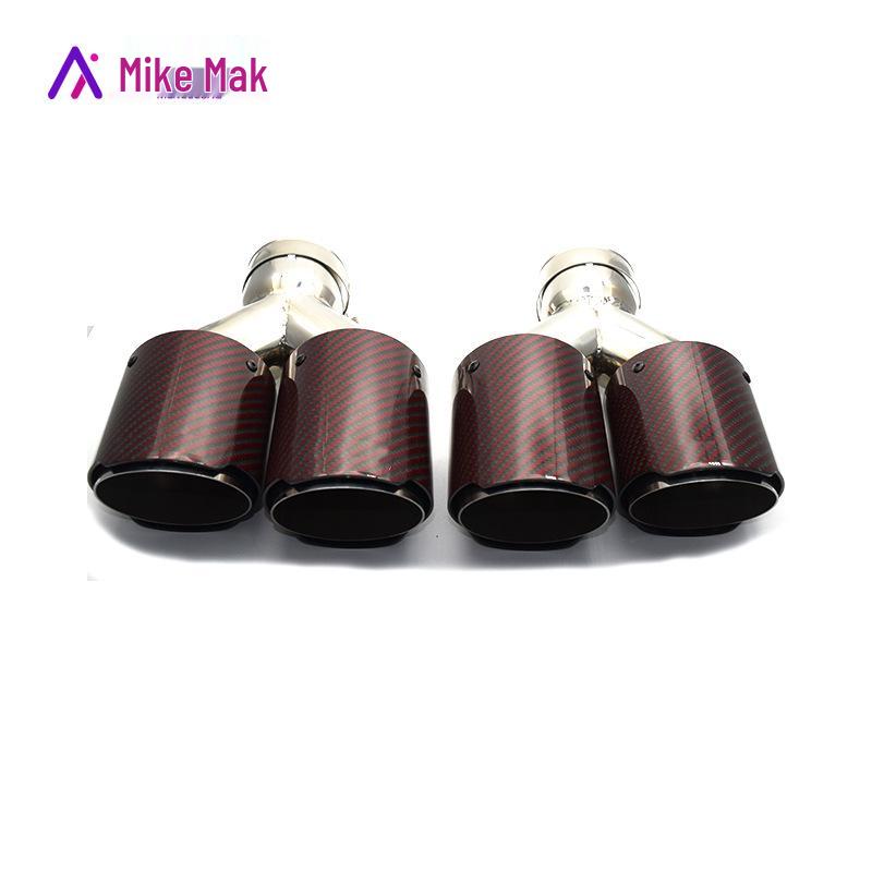 Carbon Fiber Scorpion AK Exhaust Tailpipes: Y-Type/R-Type, 1/2/4 Outlets, Red & Black Tips for Car Modification