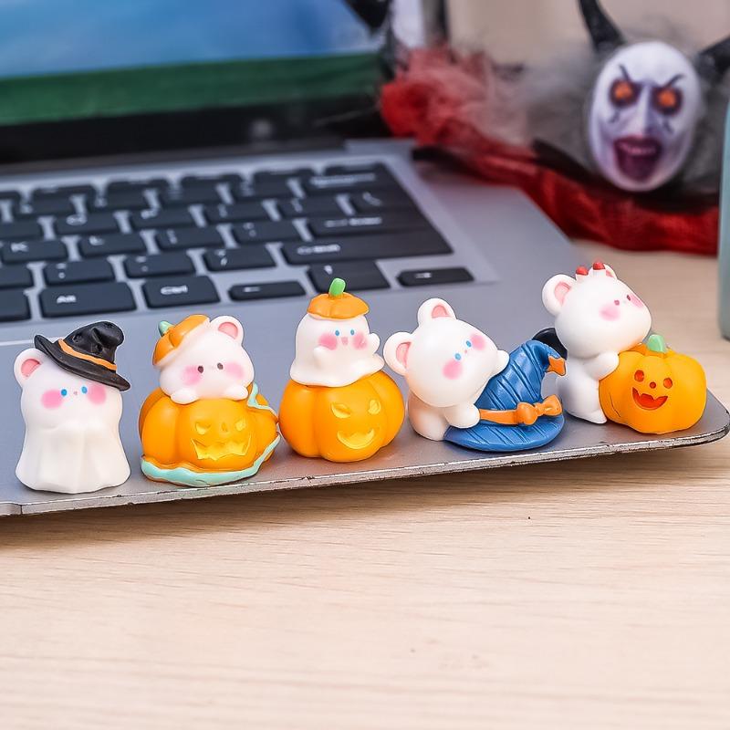 Halloween Auto-Ornamente Mittelkonsole Rückspiegel Niedlicher Kürbis Bär Zylinder Geist Ornament Auto Dekoratives Zubehör