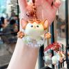 Cartoon Original Delightful Keychain Featuring Swimming Ring Devon Rex Design Cat