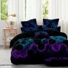 Soft & Cozy Blue Honeycomb Mechanical Style Duvet Cover Set - Washable Polyester, Stain-Resistant Magical Gifts