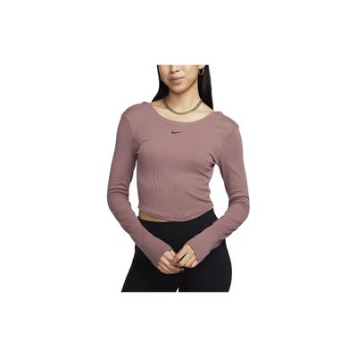 Solid Color Crew Neck Short Casual Long Sleeve Cropped T-Shirt Women Tops Smoky-Purple FN3662-208