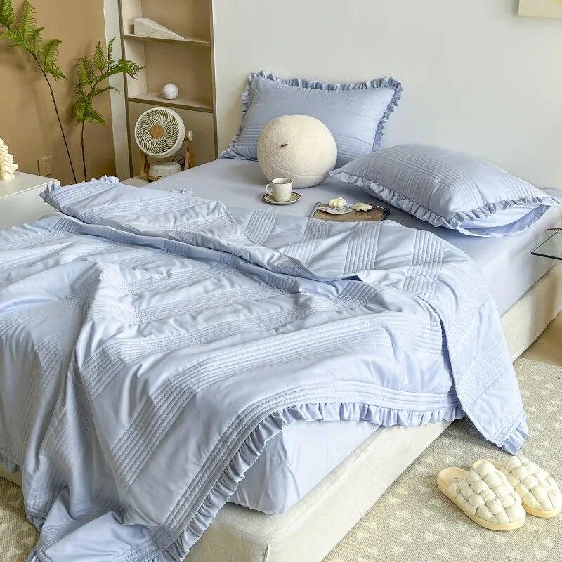 Washed yarn summer quilt four piece air conditioner quilt bed cover quilt blogger same style summer cool quilt summer thin quilt