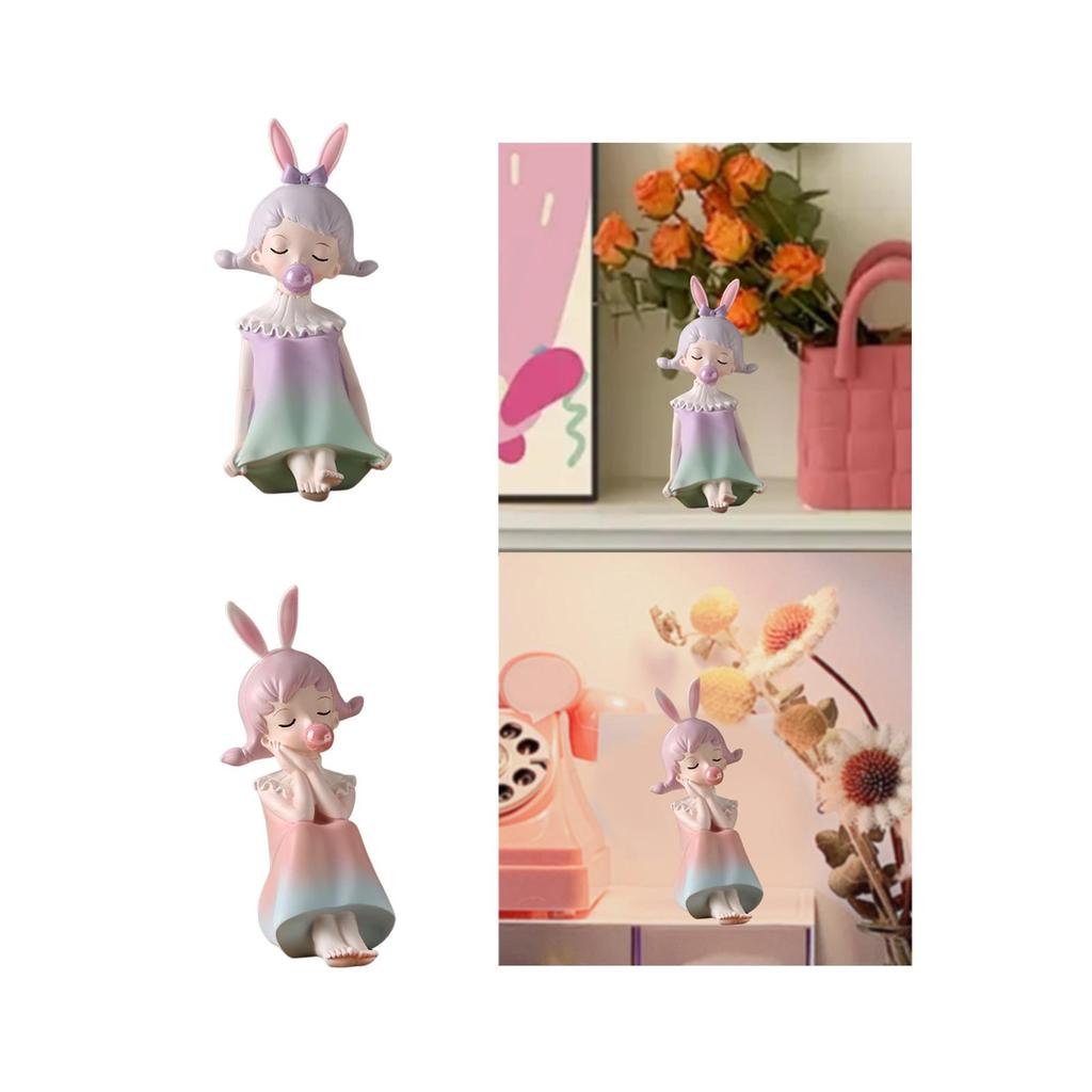 Blowing Bubble Figurine Desk Decoration Modern Birthday Gifts Cute Statue for Shelf Decor Small